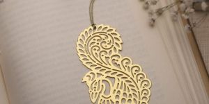 Gold Brass Peacock Feather Bookmark