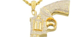 Mens Gun Diamond Pendant