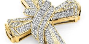 Mens Holy Cross Diamond Pendant