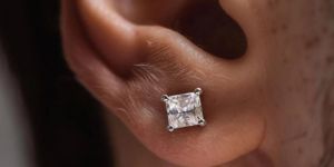 Mens Princess Cut Diamond Earrings