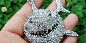 Mens Shark Diamond Pendant