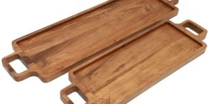 S/2Wooden Serving Tray Set