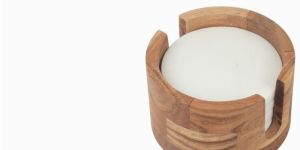 S/4 Marble Coasters W/ WOODEN CADDY