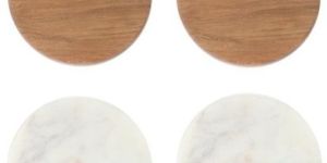 S/4 Marble Wood Coasters