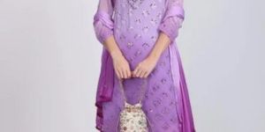 Purple Chikankari Chiffon Sharara Suit