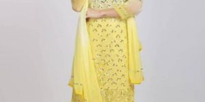 Yellow Chikankari Chiffon Sharara Suit