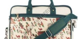 Printed Green Laptop Jute Bag