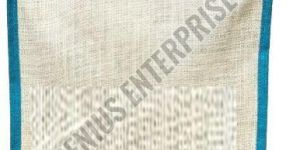 White and Blue Jute Carry Bag