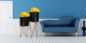 Premium Black and Gold Metal Planter Set