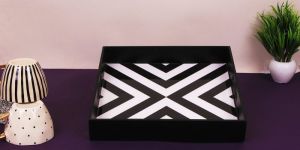 Square Black Printed Serving Tray