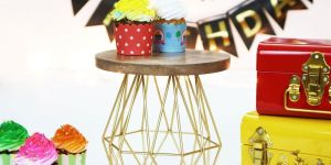 Wooden Top Hexagon Cake Stand