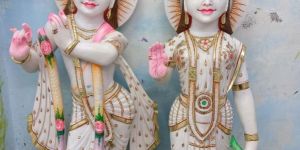 Polished Marble Radha Krishna Statue