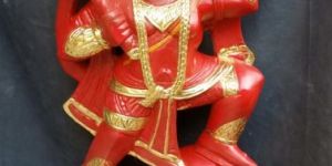 Red Marble Lord Hanuman Statue