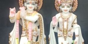 White Hindu Beautiful Marble Radha Krishna Statue