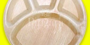 4 Compartment Round Areca Leaf Plate
