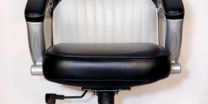 Leather Mid Back White Black Staff Chair