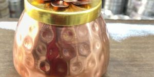 brass lid hammered copper jar