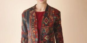 Short Red Embroidered Work Jacket