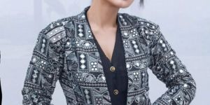 Short Black Embroidered Mirror Work Jacket