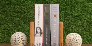 Marble Wooden Bookends Set