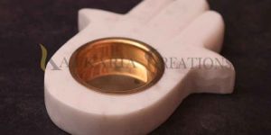 White Marble Hamsa Tea Light Holder