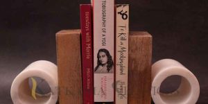 Wooden Marble Bookends