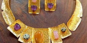 Stone Brass Necklace Set