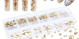 Gold Crystal Rhinestones Nail Art