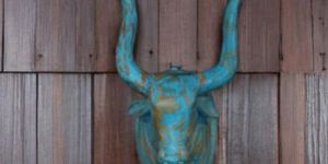Wooden Carved Cow Head For Wall Decor