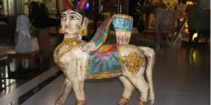 Wooden Kamdhenu Statue For Home Decor