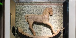 Wooden Rocking Horse Framed For Decoration