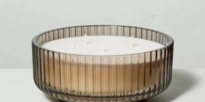 Soy Wax Ribbed Glass Jar Candle