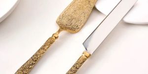 Royal Vintage Brass Cake Knife & Server Set Timeless Elegance for Special Occasions