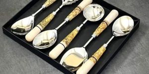 stainless steel gold coated spoons dining cutlery set