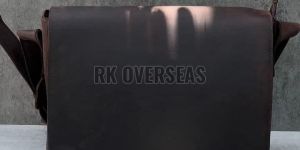 Mens Brown Plain Leather Side Bag