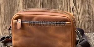 Mens Brown Leather Sling Bag