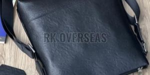 Mens Black Leather Side Bag