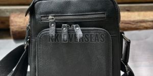 Mens Luxury Vintage Black Leather Side Bag