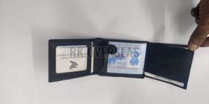 Mens Trifold Nappa Black Leather Wallet