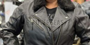 Ladies Full Sleeve Black Leather Jacket
