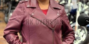 Ladies Pink Leather Jacket
