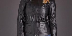 Ladies Slim Fit Black Leather Jacket