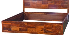 SLABBER SHEESHAM WOOD BED WITH BOX STORAGE