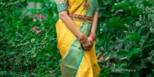 Yellow Color Lichi Silk Woven Traditional Women Saree