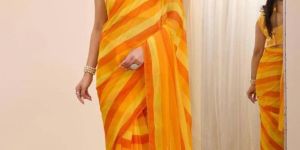 Yellow Georgette One Minute Ready to Wear Women Saree