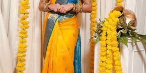 Yellow Lichi Silk Jacquard Traditional Women Saree