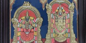 Padmavathi Balaji Antique Style 3D Tanjore Painting
