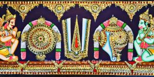 Sangu Chakra Namam Semi Embossed Tanjore Painting