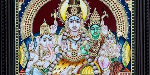 Shivan Family Antique Style Tanjore Painting