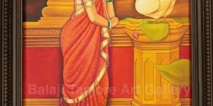 Swan Lady Ravi Varma Hand Drawn Painting